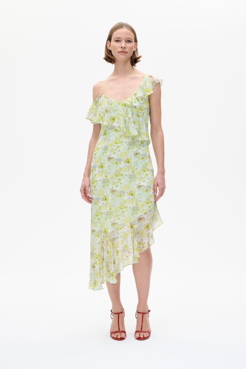 Avah kjole - Sunny Lime Flower